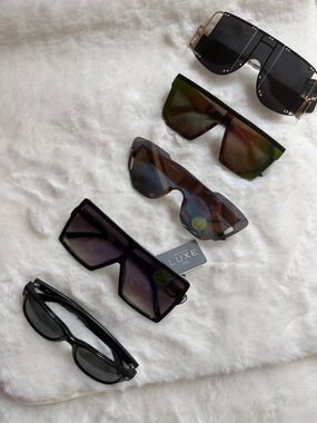 Assorted Oversized Shield Sunglasses - Black, Green, Tortoise, Purple